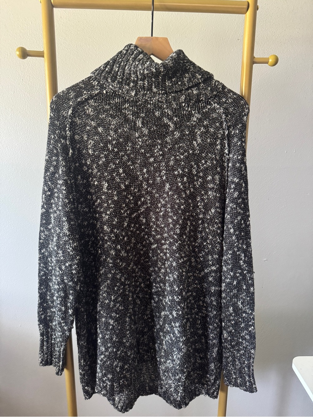 Lucky Brand Cotton Black and White Marled Turtleneck Sweater 2X New with Tags
